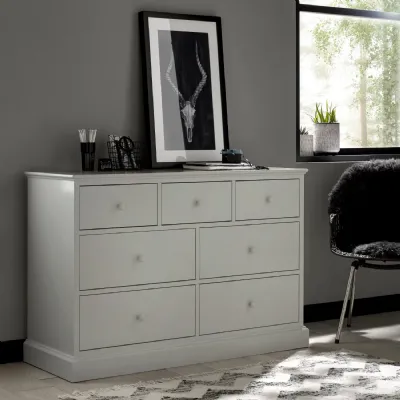 Grey Painted Large Chest of 7 Drawers