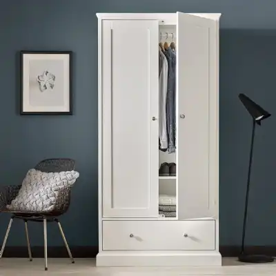 White Painted Double 2 Door Gents Wardrobe