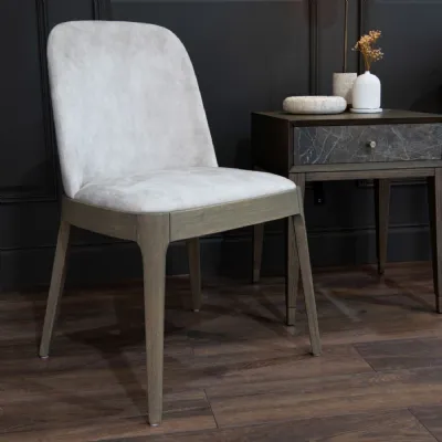 Cream Velvet Dining Chair with Ash Wood Legs
