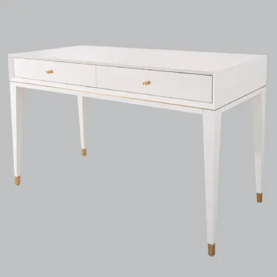 White Wooden 2 Drawer Dressing Table Metal Legs