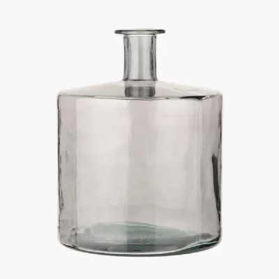 Grey Recycled Glass Bottle Vase