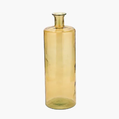 Amber Recycled Glass Bottle Vase Tall