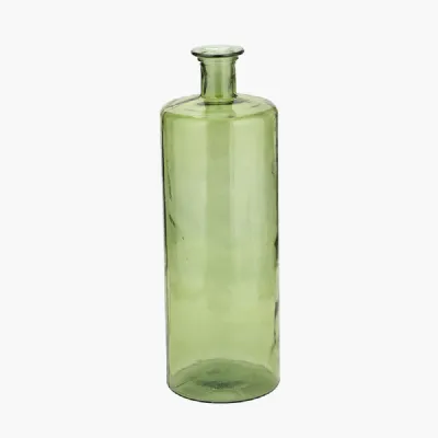 Forest Green Recycled Glass Bottle Vase Tall