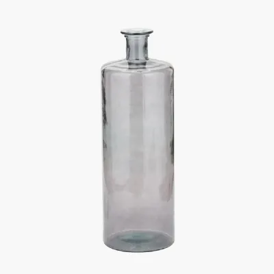 Grey Recycled Glass Bottle Vase Tall