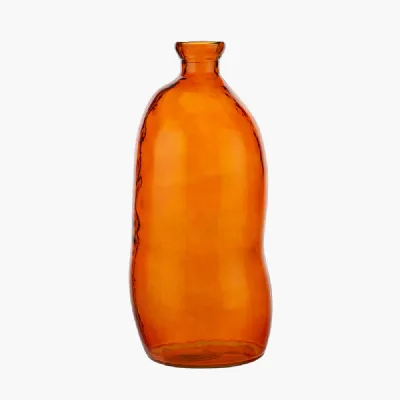 Orange Organic Shaped Recycled Glass Tall Vase