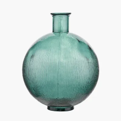 Sea Green Round Recycled Glass Vase