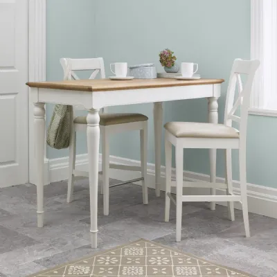 White Painted X Back Bar Stool Cream Leather Seat