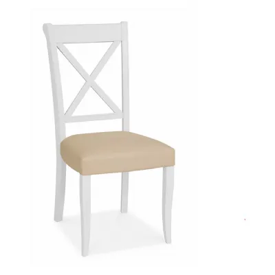 Ivory Bonded Leather Cross Back Two Tone Dining Chair Pair