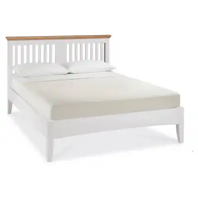 2 Tone Ivory Painted Oak Slatted Double Bed