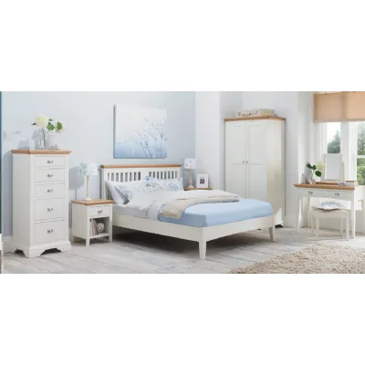 White Painted Oak Two Tone Double Bed Slatted Headboard
