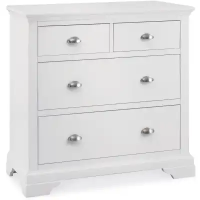 Modern White 2 Over 2 Chest of Drawers Bracket Feet