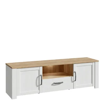 Bohol TV Unit inc. LED Light in Riviera Oak White
