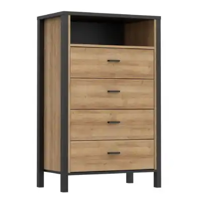 High Rock Chest of Drawers in Matt Black Riviera Oak