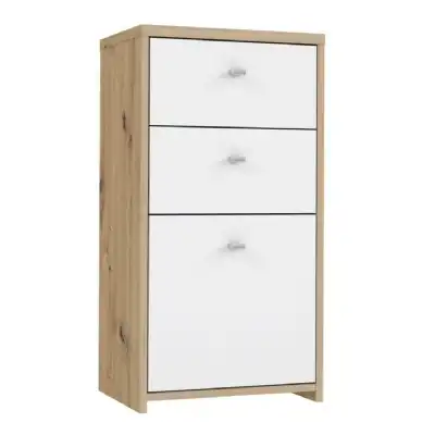 Best Chest Storage Cabinet 2 Drawers 1 Door in Artisan Oak White