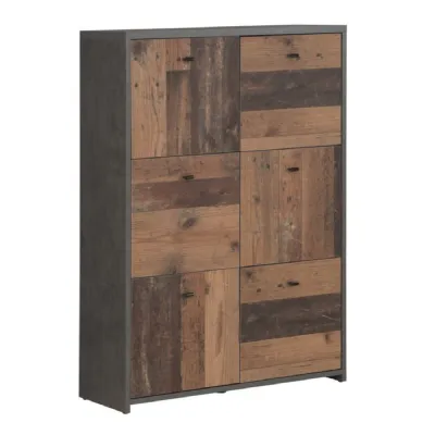 Best Chest Storage Cabinet with 6 Drawers in Concrete Optic Dark Grey Old Wood Vintage