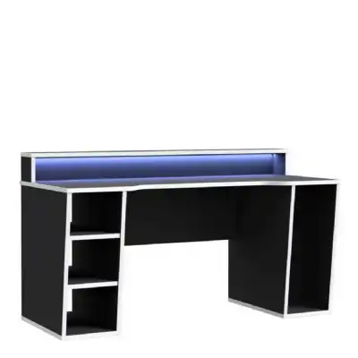 Tezaur Gaming Desk with LED in Black White