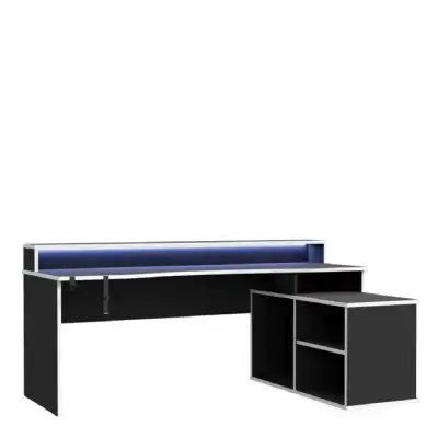 Tezaur Gaming Desk with LED in Black White