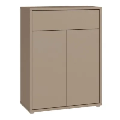 Alice Springs Compact Shoe Cabinet with 2 Doors PushtoOpen & 1 Drawer PushtoOpen in Taupe