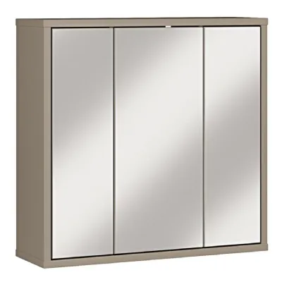 Alice Springs Hanging Mirror Cupboard with 3 Doors PushtoOpen in Taupe