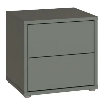Alice Springs Low Bedside Cabinet with 2 Drawers PushtoOpen in Sage Green