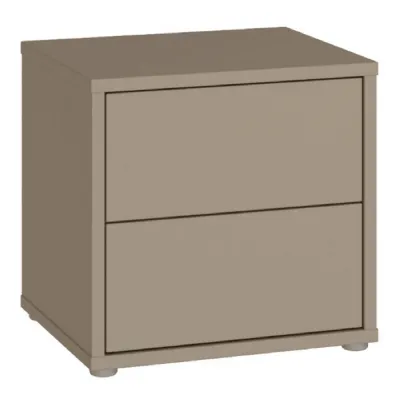 Alice Springs Low Bedside Cabinet with 2 Drawers PushtoOpen in Taupe