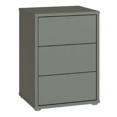 Alice Springs Bedside Cabinet with 3 Drawers PushtoOpen in Sage Green
