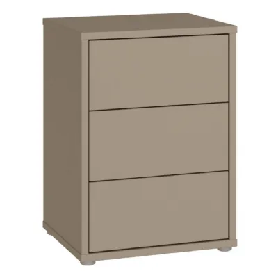 Alice Springs Bedside Cabinet with 3 Drawers PushtoOpen in Taupe