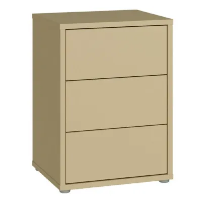 Alice Springs Bedside Cabinet with 3 Drawers PushtoOpen in Butter Yellow