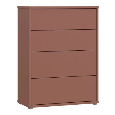 Alice Springs 4 Drawer Chest with PushtoOpen Drawers in Terracotta