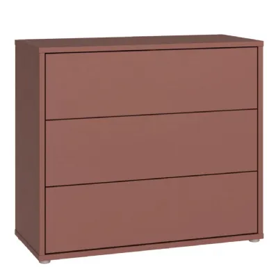 Alice Springs 3 Drawer Chest with PushtoOpen Drawers in Terracotta