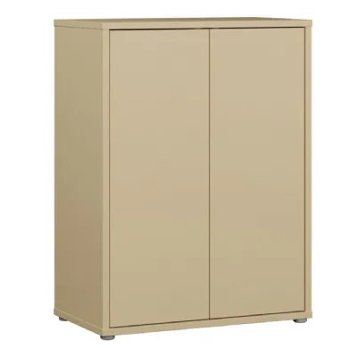 Alice Springs Tall 2 Door Cupboard with PushtoOpen Doors in Butter Yellow