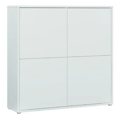 Alice Springs 4 Door Large Storage Cabinet with PushtoOpen Doors in Light Grey