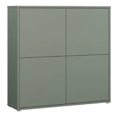 Alice Springs 4 Door Large Storage Cabinet with PushtoOpen Doors in Sage Green