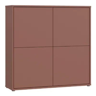 Alice Springs 4 Door Large Storage Cabinet with PushtoOpen Doors in Terracotta