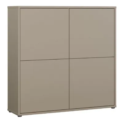 Alice Springs 4 Door Large Storage Cabinet with PushtoOpen Doors in Taupe