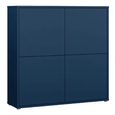 Alice Springs 4 Door Large Storage Cabinet with PushtoOpen Doors in Night Blue