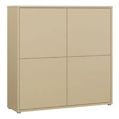 Alice Springs 4 Door Large Storage Cabinet with PushtoOpen Doors in Butter Yellow