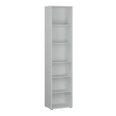 Alice Springs Tall Narrow Bookcase with 5 Shelves in Light Grey
