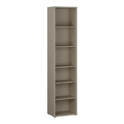 Alice Springs Tall Narrow Bookcase with 5 Shelves in Taupe