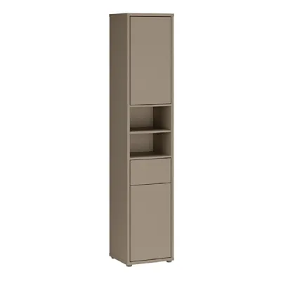 Alice Springs Tall Narrow Bathroom Storage Cabinet with 2 Doors PushtoOpen & 1 Drawer PushtoOpen in Taupe