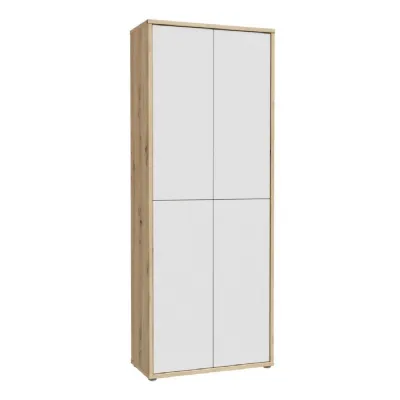Alice Springs Shoe Cabinet with 4 Doors PushtoOpen in Artisan Oak and Light Grey Doors