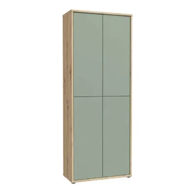 Alice Springs Shoe Cabinet with 4 Doors PushtoOpen in Artisan Oak and Sage Green Doors