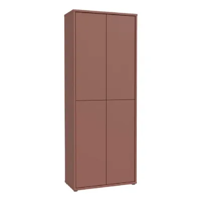Alice Springs Tall Shoe Cabinet with 4 Doors PushtoOpen in Terracotta