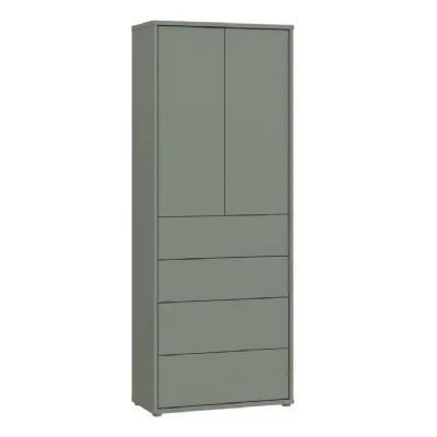 Alice Springs Tall Storage Cabinet with PushtoOpen Doors & 4 Drawers in Sage Green