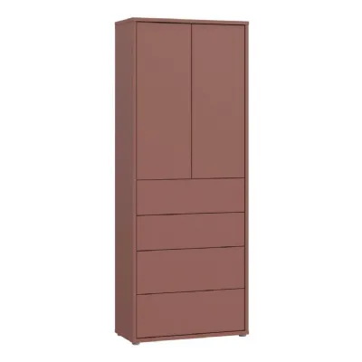 Alice Springs Tall Storage Cabinet with PushtoOpen Doors & 4 Drawers in Terracotta