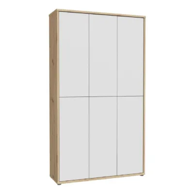 Alice Springs Shoe cabinet with 6 Doors PushtoOpen in Artisan Oak and Light Grey Doors