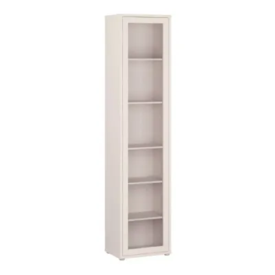 Alice Springs Slim Tall Display Cabinet with 1 Glass Door PushtoOpen & 5 Shelves in Sand