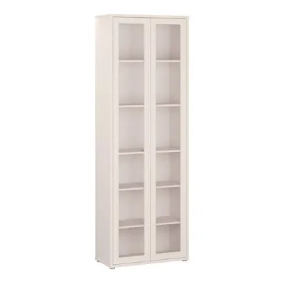 Alice Springs Tall Display Cabinet with 2 Glass Doors PushtoOpen & 5 Shelves in Sand