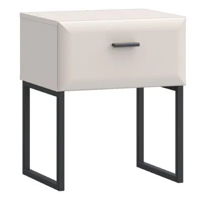 Akihisa Bedside Table with Drawer and Metal Legs in Sand