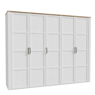 Bohol 5 Door Wardrobe in White Riviera Oak